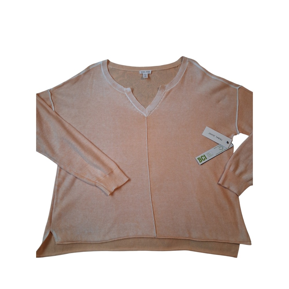 Tribal Sandwashed VNeck Womens‎ size XL Lightweight Preppy Ribbed Casual Sweater - Picture 4 of 14